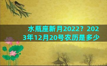 水瓶座新月2022？2023年12月20号农历是多少